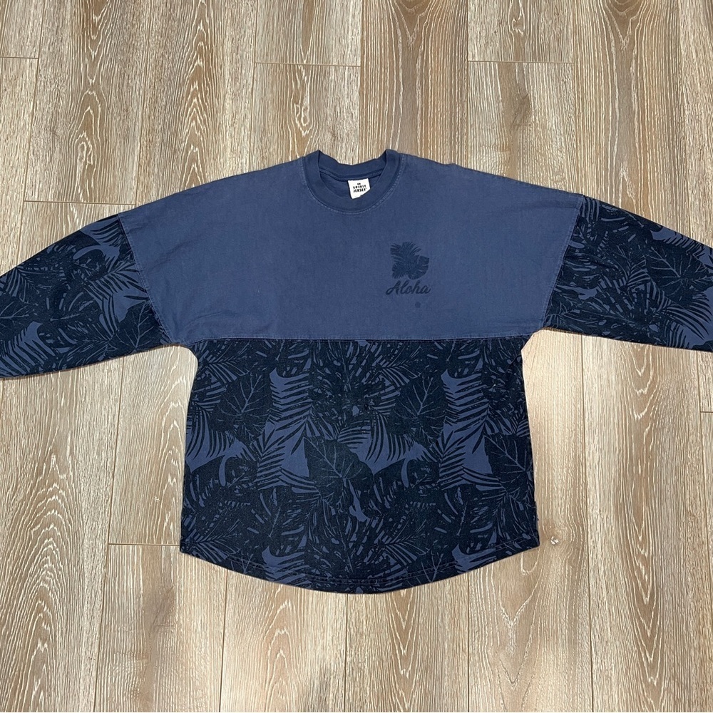 Spirit Jersey Aloha Navy Crew Neck Heavy Cotton Tshirt (lightweight sweats) sz M